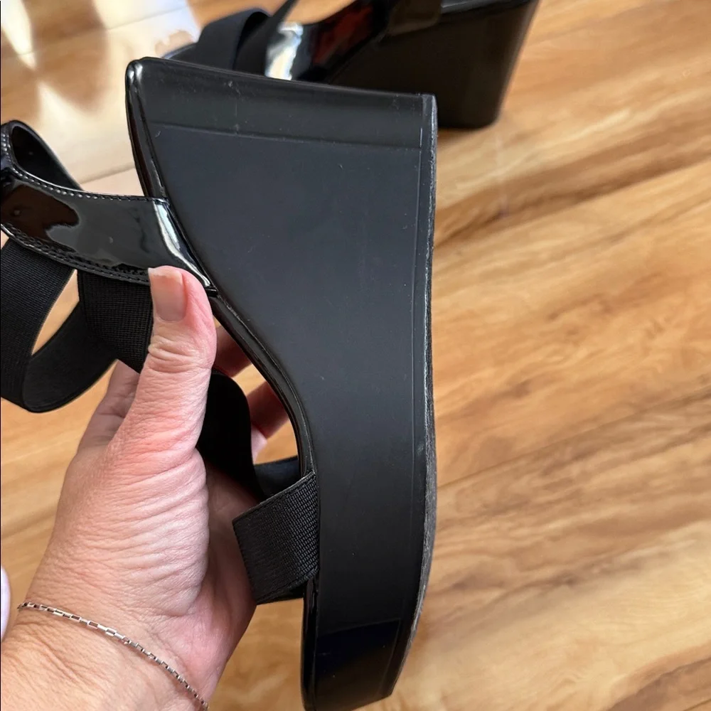 Charles by charles david Glossy Black Wedge Sandals - Picture 4 of 10